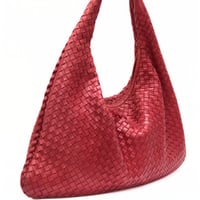 BOTTEGA VENETA Hobo Bag Intrecciato Leather Red #74415