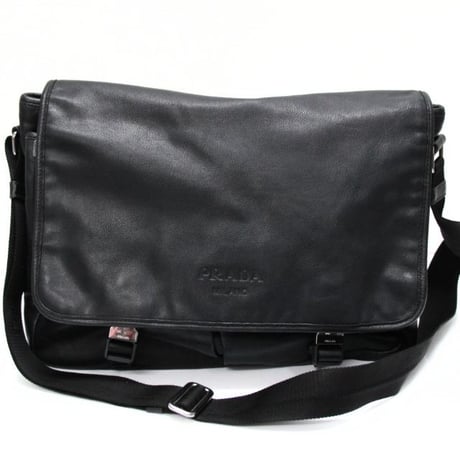 PRADA Messenger Bag Leather Black ＃74975