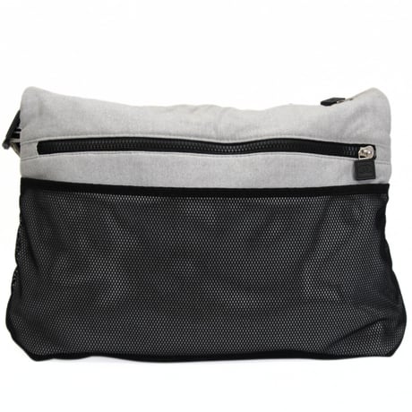 CHANEL Sports Line Chocolate Bar Messenger Bag Quilted Fabric Gray #74405