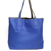 HERMES Double Sens Tote Bag Taurillon Clemence Leather Blue Electric Graphite #18873