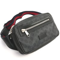 GUCCI Belt Bag GG Supreme Canvas Leather Black #18689