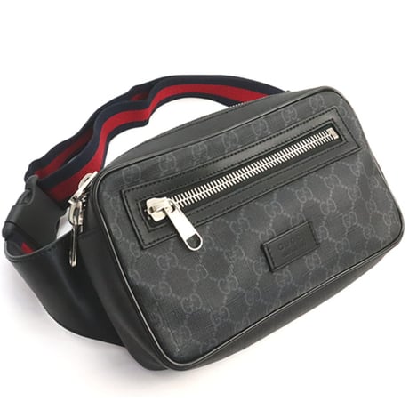 GUCCI Belt Bag GG Supreme Canvas Leather Black #18689