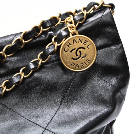 CHANEL 22 Large Handbag Quilted Calfskin Black #74733