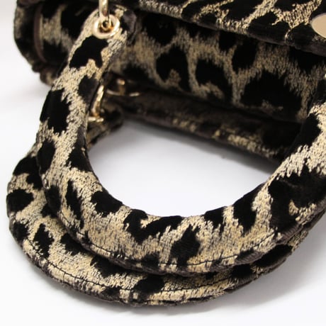 Christian Dior Medium Lady D-Lite Handbag Leopard Mizza Velvet #74229