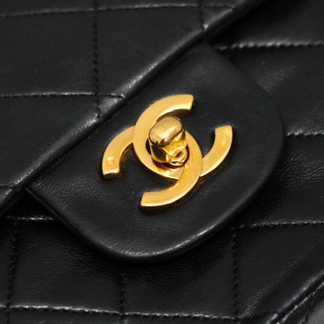 CHANEL Classic 25 Medium Double Flap Bag Quilted Lambskin Black ＃74606