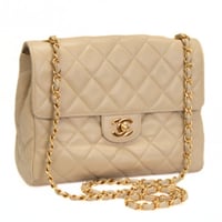 CHANEL Square 23 Flap Bag Quilted Lambskin Beige ＃74709