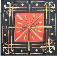 HERMES Carre 90 Silk 100% Scarf Stole ”CANNES&POMMEAUX" #74080