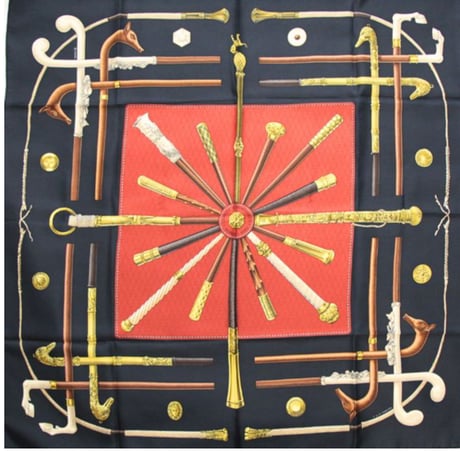 HERMES Carre 90 Silk 100% Scarf Stole ”CANNES&POMMEAUX" #74080