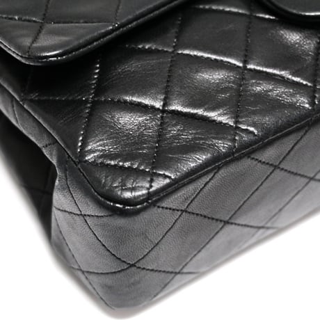 CHANEL Classic 23 Small Double Flap Bag Quilted Lambskin Black #75223
