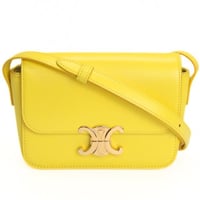 CELINE Nano Triomphe Shoulder Bag Calf Leather Yellow #74147