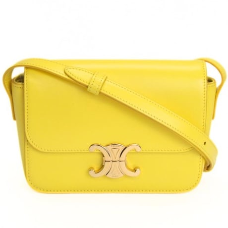 CELINE Nano Triomphe Shoulder Bag Calf Leather Yellow #74147