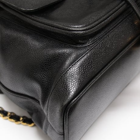 CHANEL CC Logo Drawstring Backpack with CC Turn Lock Caviar Black #74706