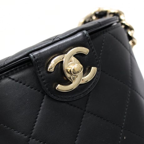 CHANEL Resin Elegant Chain Vanity Case Quilted Lambskin Black #73079