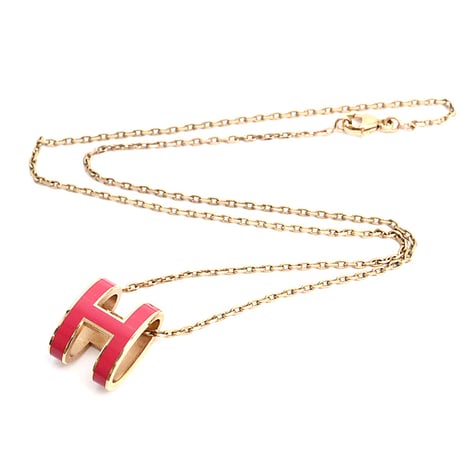 HERMES Mini Pop H Pendant Necklace Gold-toned #18586