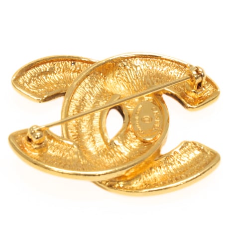 CHANEL CC Logo Motif Pin Brooch Gold-toned #73357