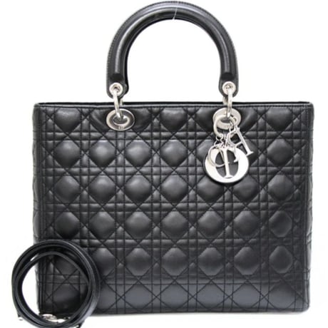 クリスチャンディオール ハンドバッグ　アンティーク クリスチャンディオールLady D-Lite ミディアム ホワイト/ブラック