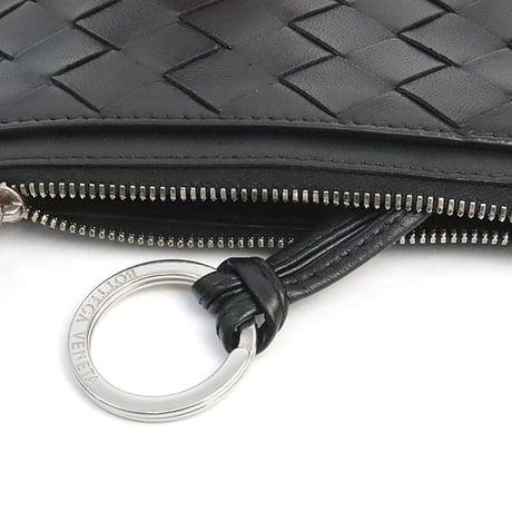 BOTTEGA VENETA Coin & Card Holder Intrecciato Leather Black # 19332