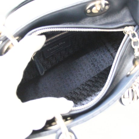 Christian Dior Medium Lady Dior Handbag Cannage Leather Navy #75313