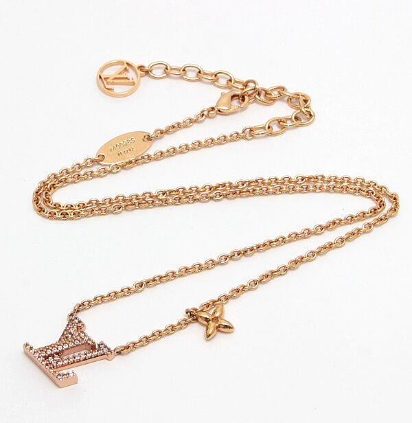 LOUIS VUITTON LOUIS VUITTON LV Iconic Blush Necklace Monogram Flower Pink  Gold Color Metal M00985