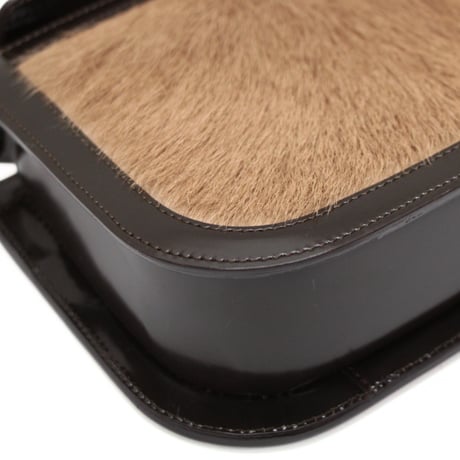 CELINE Vintage Shoulder Bag Pony Hair Leather Brown #74293