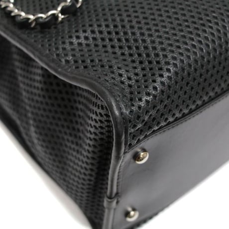 CHANEL Up In The Air Tote Bag Perforated Leather Black #75018