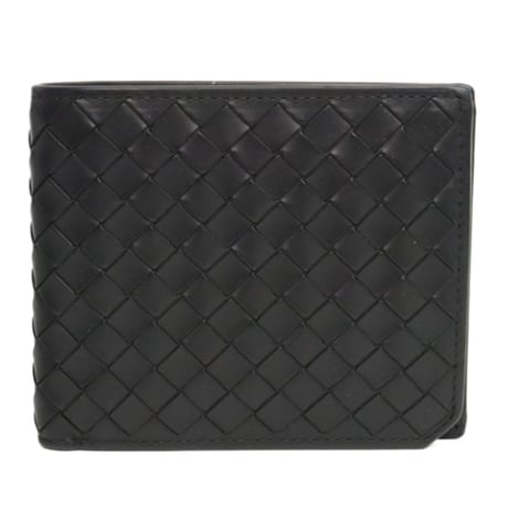 BOTTEGA VENETA Bifold Wallet Intrecciato Leather Black #18532