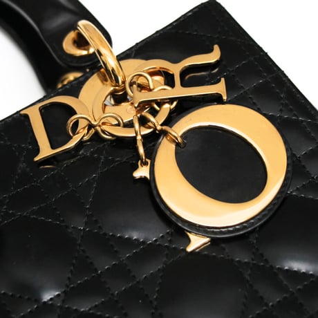 Christian Dior Medium Lady Dior Handbag Cannage Leather Black #73840