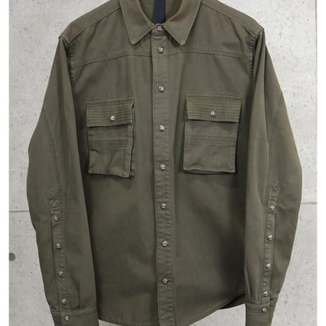 Chrome Hearts BS Flare Button Military Shirt with Pockets #102258