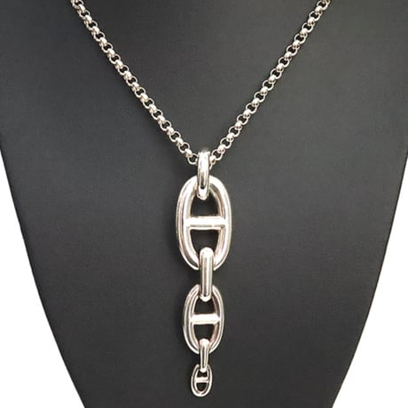 HERMES Chaine d'Ancre Enchainee GM Necklace Sterling Silver 925 ＃18879