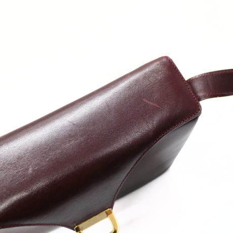 CELINE Horse Carriage Hardware Flap Shoulder Bag Leather Burgundy #75246