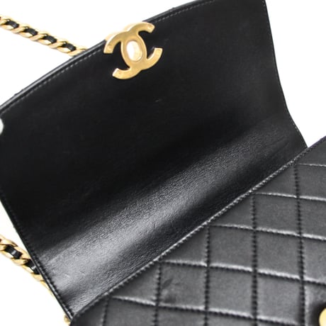 CHANEL Small La Parisienne Flap Bag Quilted Lambskin Black #74960