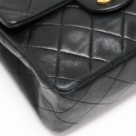 CHANEL Mini Square Flap Bag Quilted Lambskin Black #75024