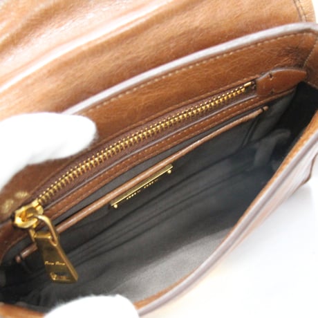 Miu Miu Mini Matelasse Flap Shoulder Bag Leather Brown #74969