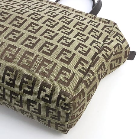 FENDI Mini Tote Bag Zucchino Canvas Brown Beige ＃74514