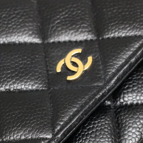 CHANEL Wallet on Chain Bag Quilted Caviar Black #74836