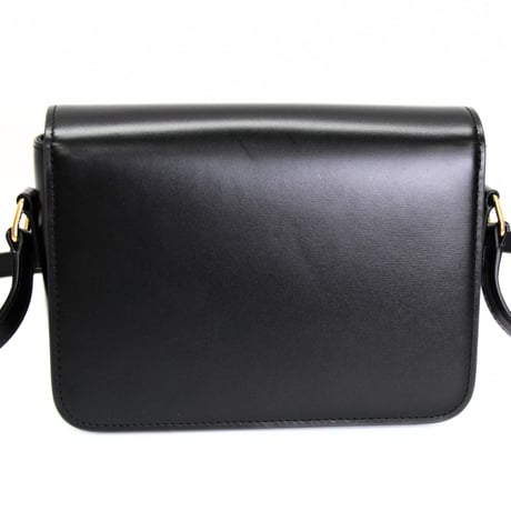 CELINE Teen Triomphe Shoulder Bag Calf Leather Black #74285