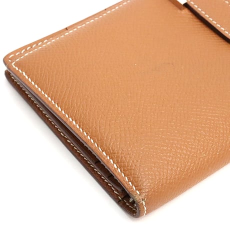 HERMES Bearn Soufflet Wallet Epsom Leather Gold #18815