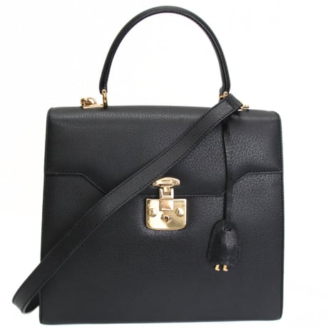 GUCCI Medium Lady Lock Top Handle Bag Leather Black #72787