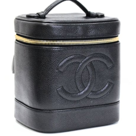 CHANEL CC Logo Vanity Bag Caviar Black #74788