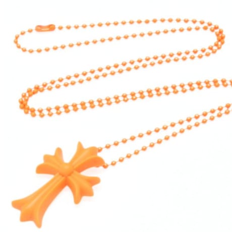 Chrome Hearts Silicone Rubber Small CH Cross Necklace Orange #30801