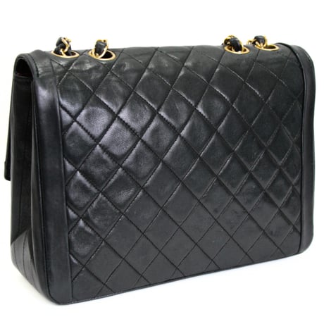 CHANEL Vintage Single Flap Bag Quilted Lambskin Black #71881
