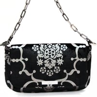 GUCCI Mini Flap Bag with Chain Velvet Paisley Black #74794