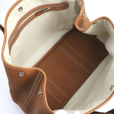 HERMES Garden Party PM Tote Bag Negonda Leather Gold ＃19096
