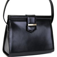 YVES SAINT LAURENT Vintage Top Handle Bag Leather Black #74801