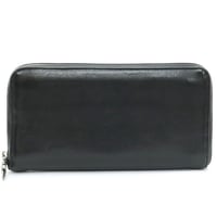 Chrome Hearts REC F ZIP #2 Plain Round Zipper Long Wallet Leather Black #16717