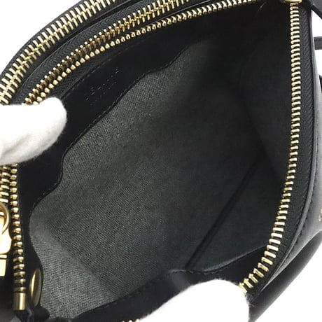 CELINE Small Trio Shoulder Bag Leather Black #74756