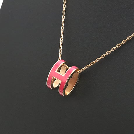 HERMES Mini Pop H Pendant Necklace Gold-toned #18586