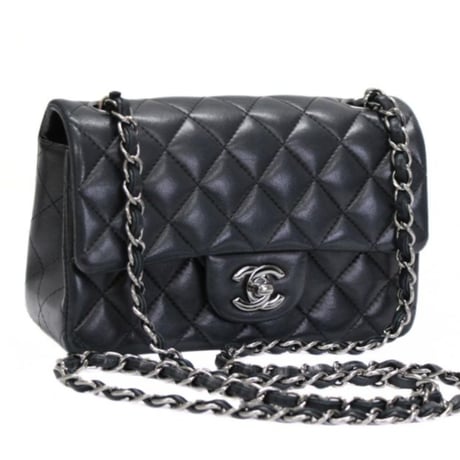 CHANEL Mini Rectangular Flap Bag Quilted Lambskin Black #75033