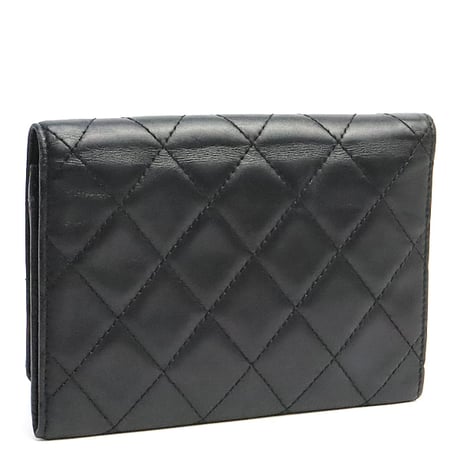 CHANEL Cambon Ligne Bifold Wallet Quilted Leather Black #19207