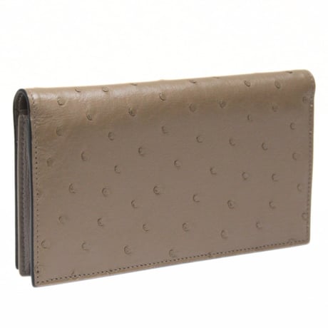 BVLGARI Bifold Wallet Ostrich Leather Brown #74381
